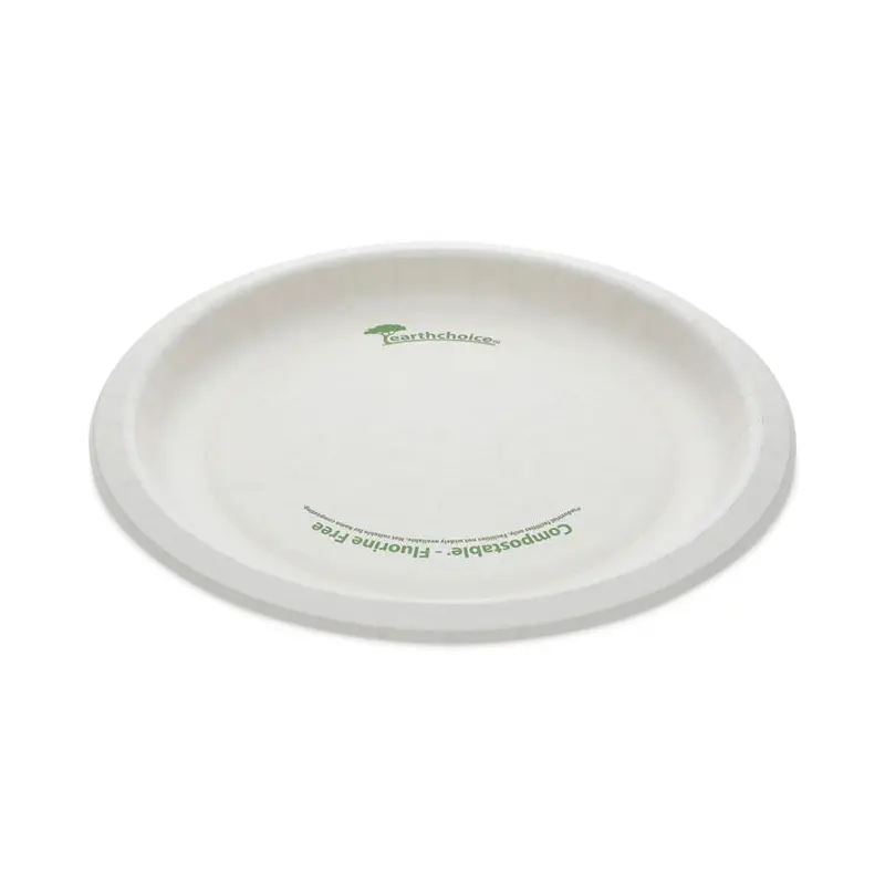 EarthChoice Pressware Compostable Dinnerware, Plate, 9  dia, White, 450/Carton