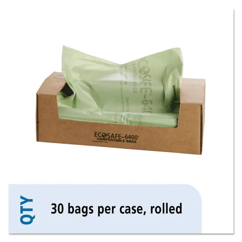 EcoSafe-6400 Bags, 64 gal, 0.85 mil, 48  x 60 , Green, 30/Box