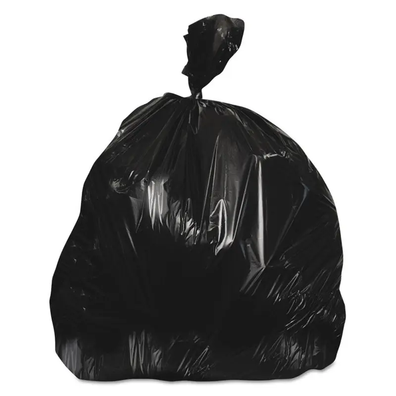High-Density Waste Can Liners, 60 gal, 22 mic, 38  x 60 , Black, 25 Bags/Roll, 6 Rolls/Carton