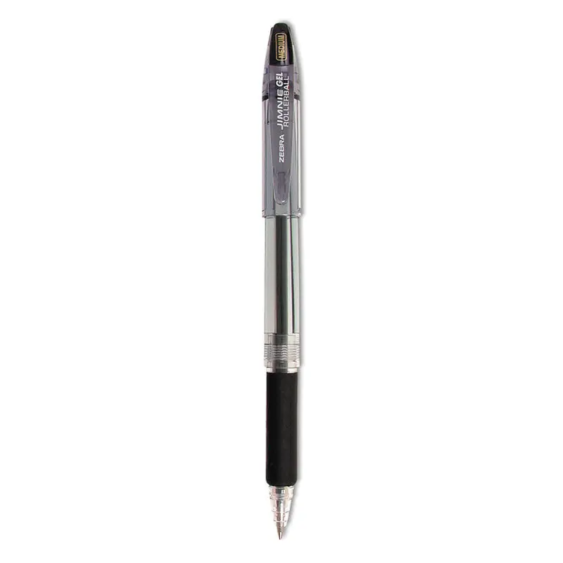 Jimnie Gel Pen, Stick, Medium 0.7 mm, Black Ink, Clear/Black Barrel, 12/Pack