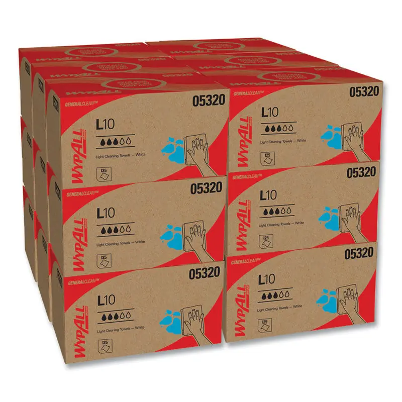 L10 Towels, POP-UP Box, 1-Ply, 9 x 10.5, White, 125/Box, 18 Boxes/Carton