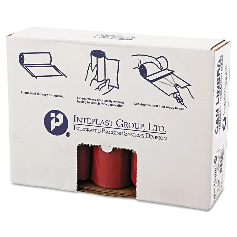 Low-Density Commercial Can Liners, Infectious Waste Biohazard, 45 gal, 1.3 mil, 40  x 46 , Red, Interleaved, 20/RL, 5 RL/CT