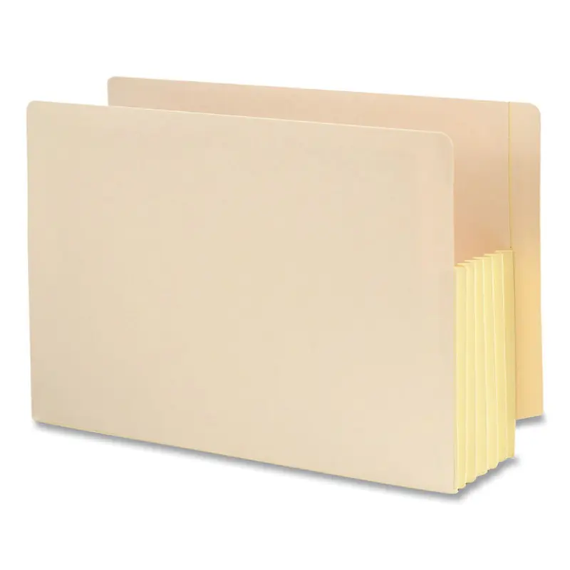 Manila End Tab File Pockets with Tyvek-Lined Gussets, 5.25" Expansion, Legal Size, Manila, 10/Box