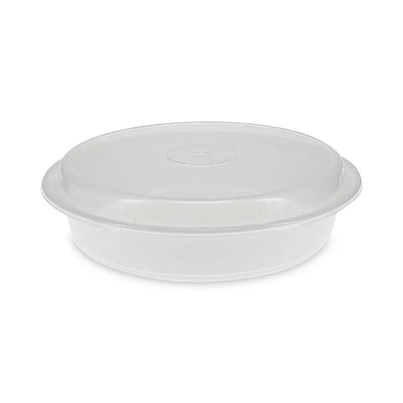 Newspring VERSAtainer Microwavable Containers, 48 oz, 9 x 9 x 2.38, White/Clear, Plastic, 150/Carton