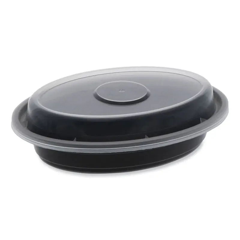 Newspring VERSAtainer Microwavable Containers, Oval, 6 oz, 5.7 x 4 x 1.1, Black/Clear, Plastic, 150/Carton