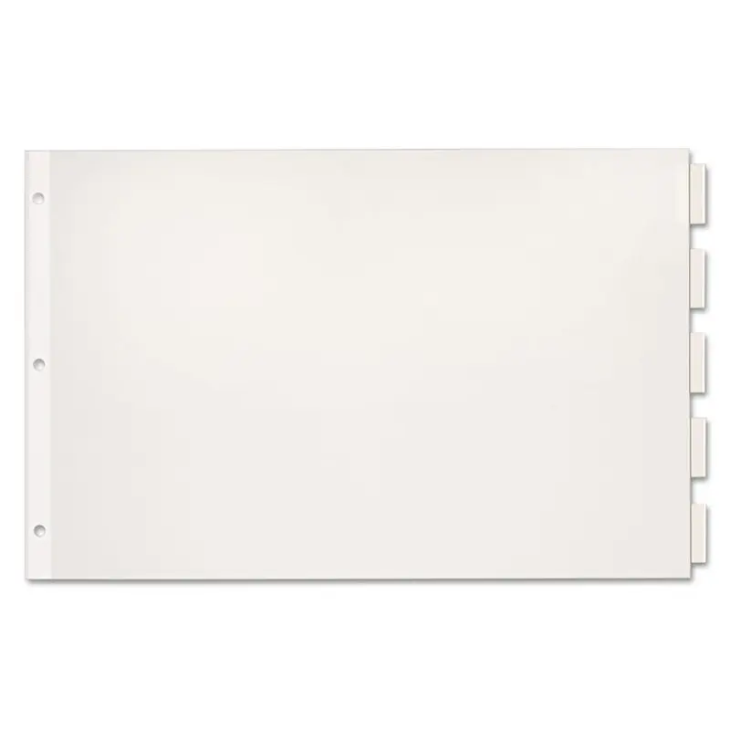 Paper Insertable Dividers, 5-Tab, 11 x 17, White, Clear Tabs, 1 Set