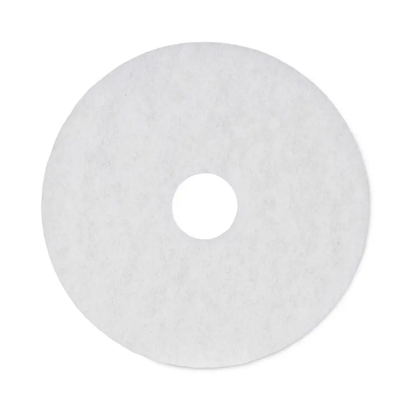 Polishing Floor Pads, 16" Diameter, White, 5/Carton