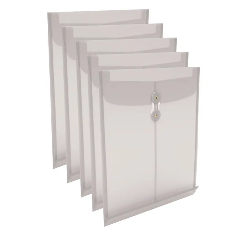 Poly String and Button Storage Envelope, Letter Size, Clear, 5/Pack