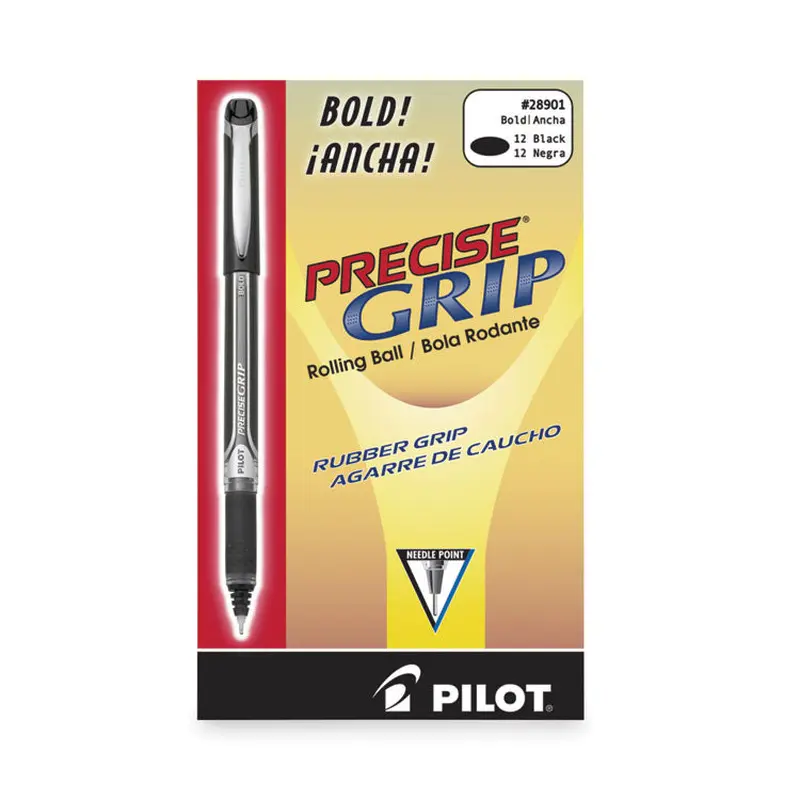 Precise Grip Roller Ball Pen, Stick, Bold 1 mm, Black Ink, Black Barrel