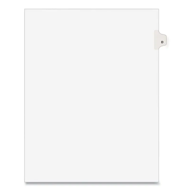 Preprinted Legal Exhibit Side Tab Index Dividers, Avery Style, 26-Tab, D, 11 x 8.5, White, 25/Pack, (1404)