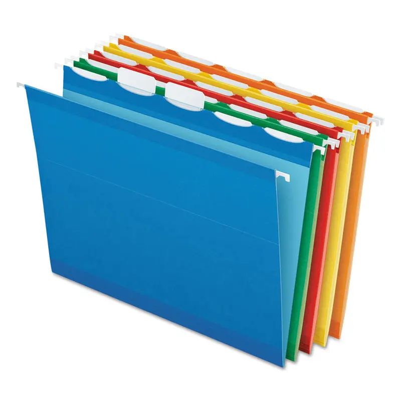 Ready-Tab Colored Reinforced Hanging Folders, Letter Size, 1/5-Cut Tabs, Assorted Colors, 25/Box