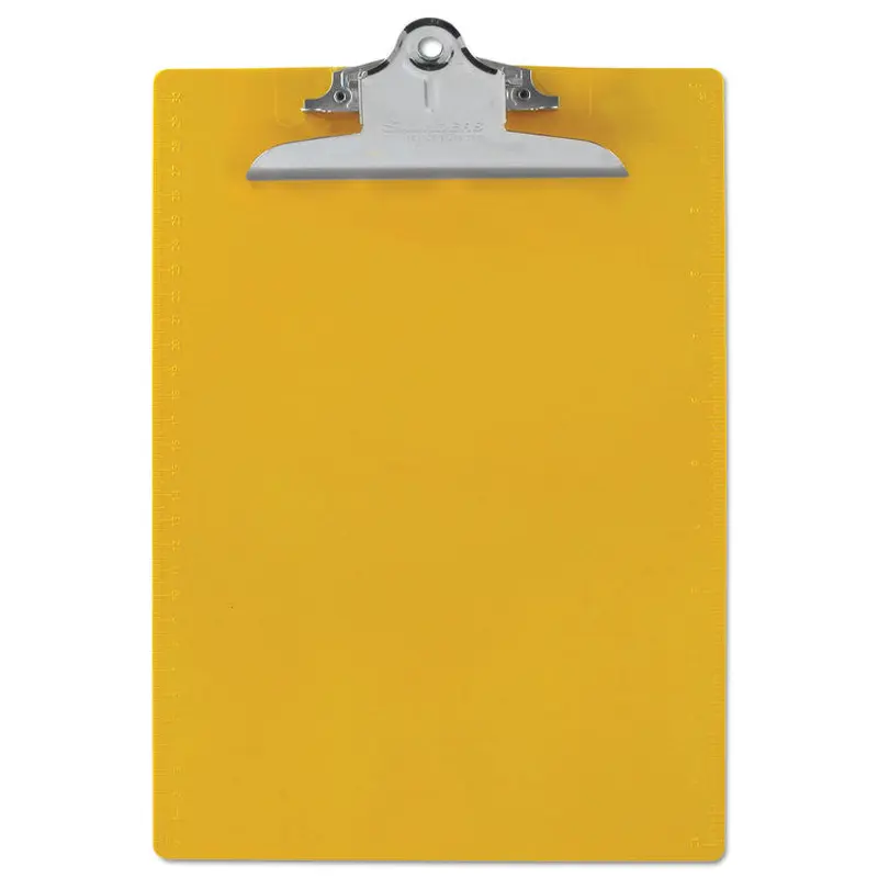 Recycled Plastic Clipboard with Ruler Edge, 1" Clip Capacity, Holds 8.5 x 11 Sheets, Yellow