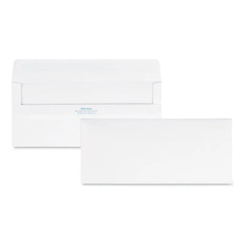 Redi-Seal Envelope, #10, Commercial Flap, Redi-Seal Adhesive Closure, 4.13 x 9.5, White, 500/Box