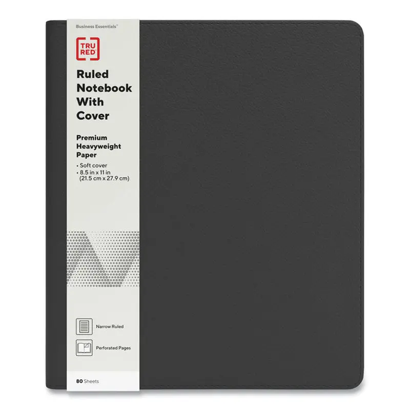 Soft-Cover Notebook Folio Set, 1-Subject, Narrow Rule, Black Cover, (80) 11 x 8.5 Sheets