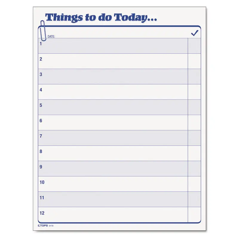 Things To Do Today  Daily Agenda Pad, One-Part (No Copies), 8.5 x 11, 100 Forms Total