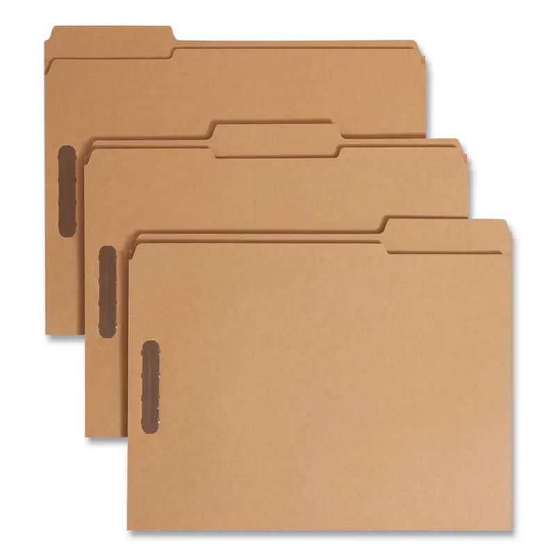 Top Tab Fastener Folders, 1/3-Cut Tabs: Assorted, 0.75" Expansion, 2 Fasteners, Letter Size, Kraft Exterior, 50/Box