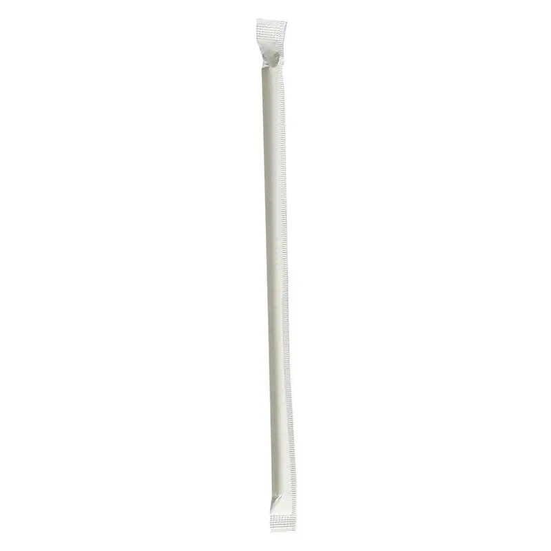 Wrapped Jumbo Paper Straws, 7.75 , Paper, White, 1,280/Carton