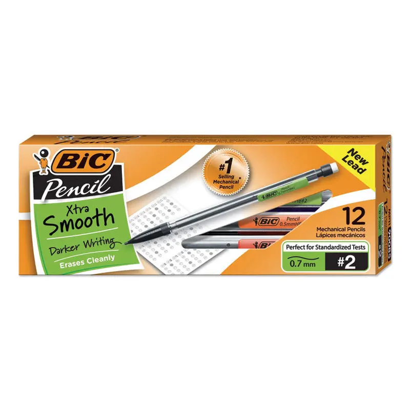 Xtra Smooth Mechanical Pencils with Tube of Lead, 0.7 mm, HB (#2), Black Lead, Clear Barrel, Dozen