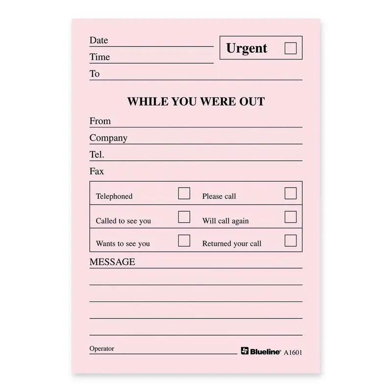 Blueline A1601 Telephone Message Pad