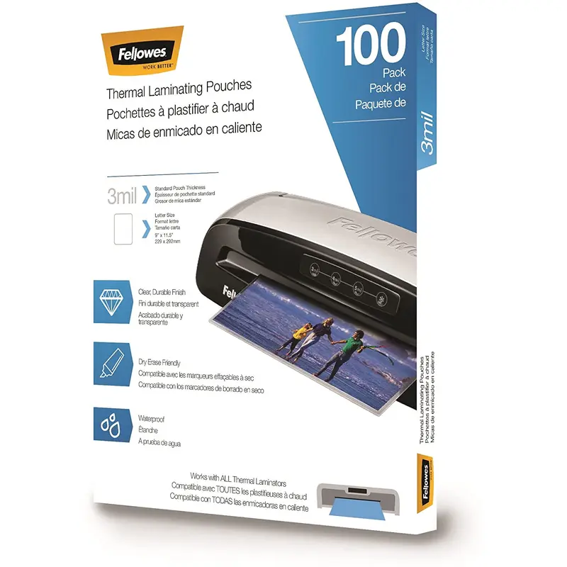 Fellowes Thermal Laminating Pouches, Letter, 3 mil 100 pack