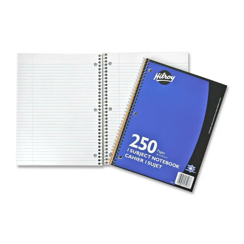Hilroy Executive Coil One Subject Notebook - 250 Sheets - Spiral - 8" x 10 1/2" - Subject - 1Each