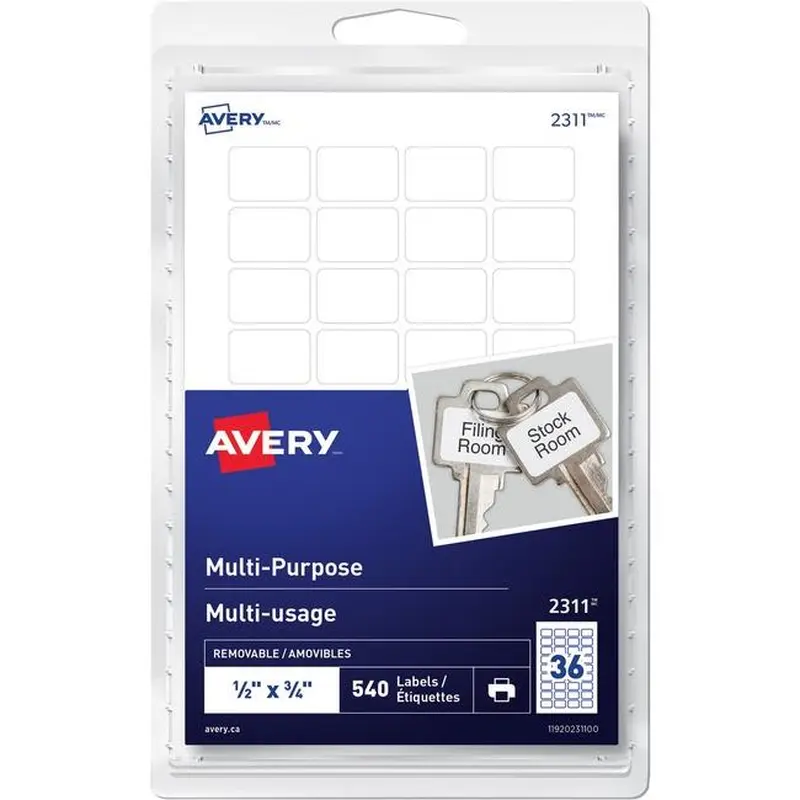 Print or Write ID Labels 1/2" x 3/4", Removable, White, 540 pkg