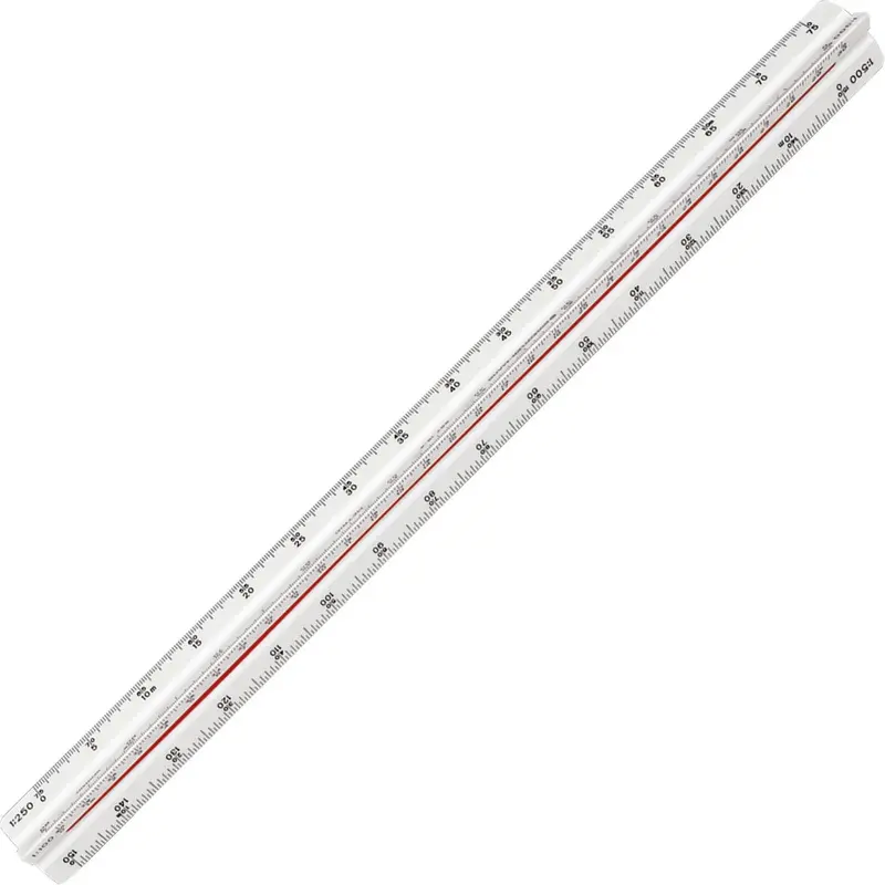 Staedtler Mars Triangular Scale - 1/100, 1/200, 1/250, 1/300, 1/400, 1/500 Graduations - Metric Measuring System - Solid Plastic - White - 1 Each (98718-4BK)
