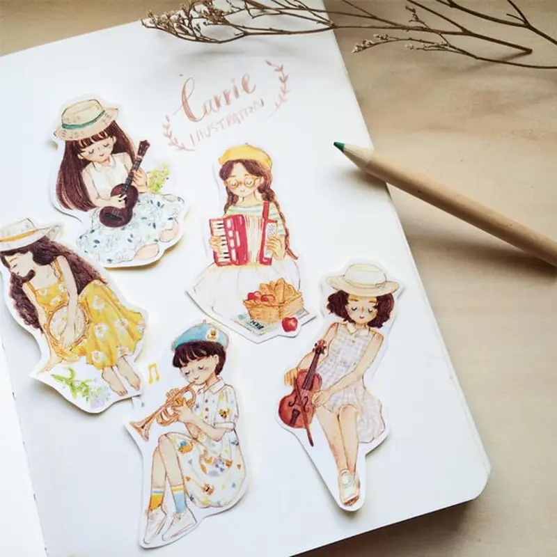 Carrie Illustration Flake Sticker Music Girl