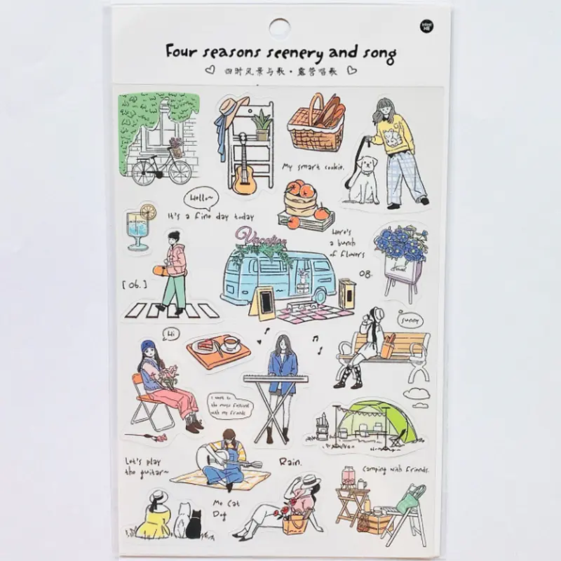 Infeel.me PET Deco Stickers Four Seasons Scenery And SongCamping
