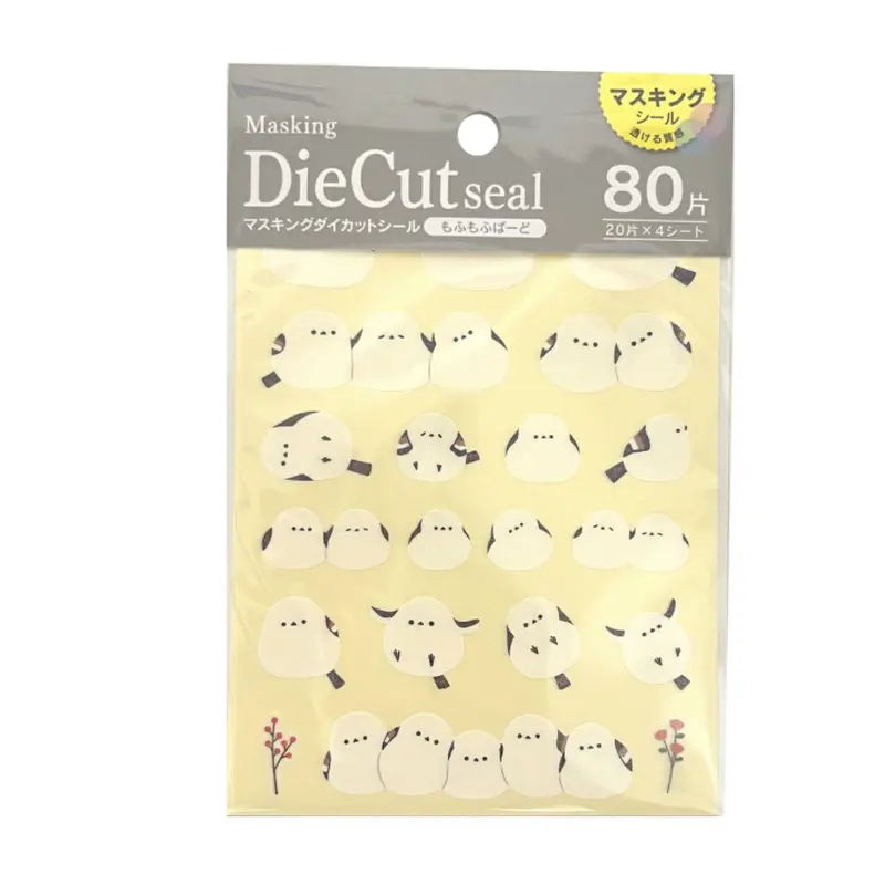 Kyowa Masking Die Cut Seal White Fluffy Bird Sticker