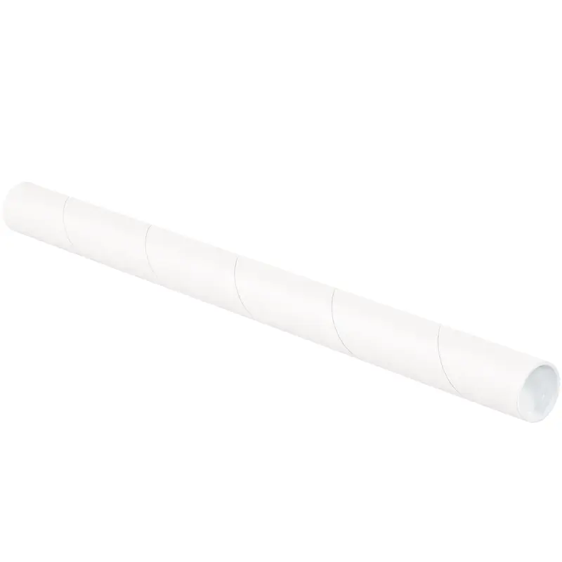 1 1/2 x 36 White Mailing Tubes With End Caps .060 Gauge 50/Case