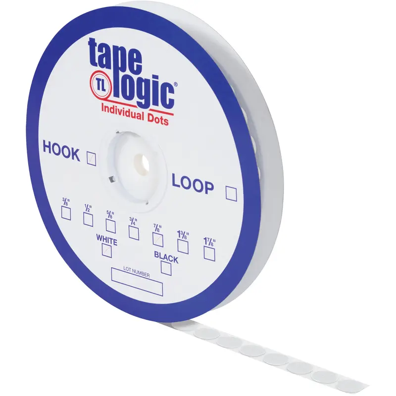 1 3/8" White Hook Individual Tape Dots 600/Case