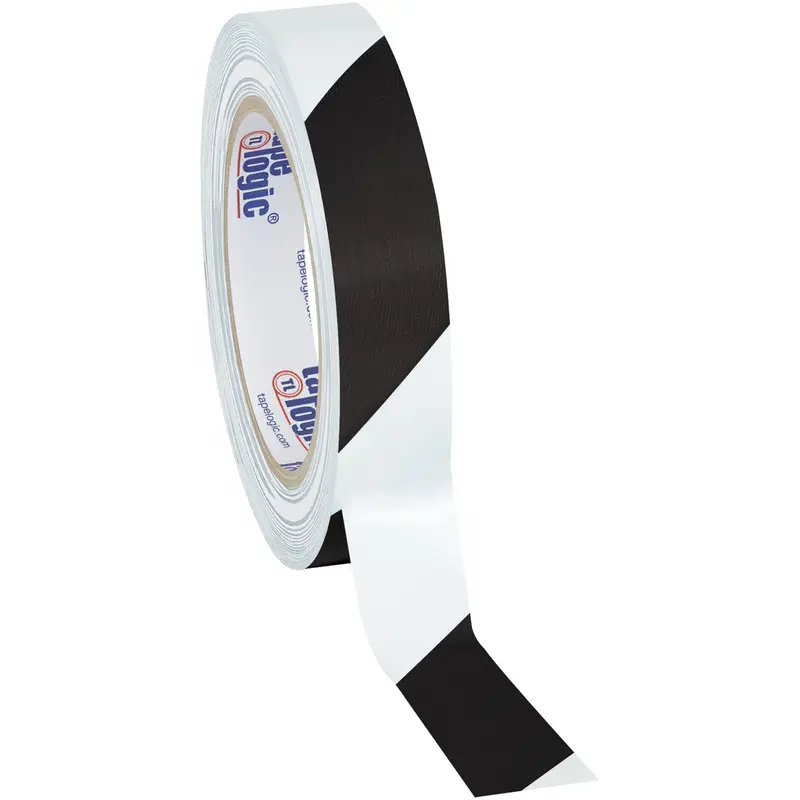 1" x 36 yds. Black/White Striped Vinyl Safety Tape 3/Case