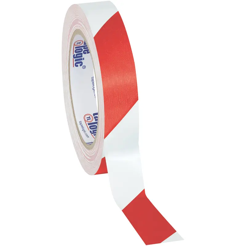 1" x 36 yds. Red/White Striped Vinyl Safety Tape 3/Case