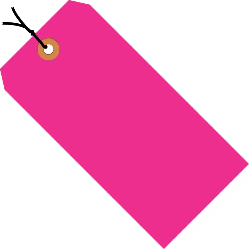 3 1/4 x 1 5/8 Fluorescent Pink 13 Pt. Shipping Tags - Pre-Strung 1000/Case