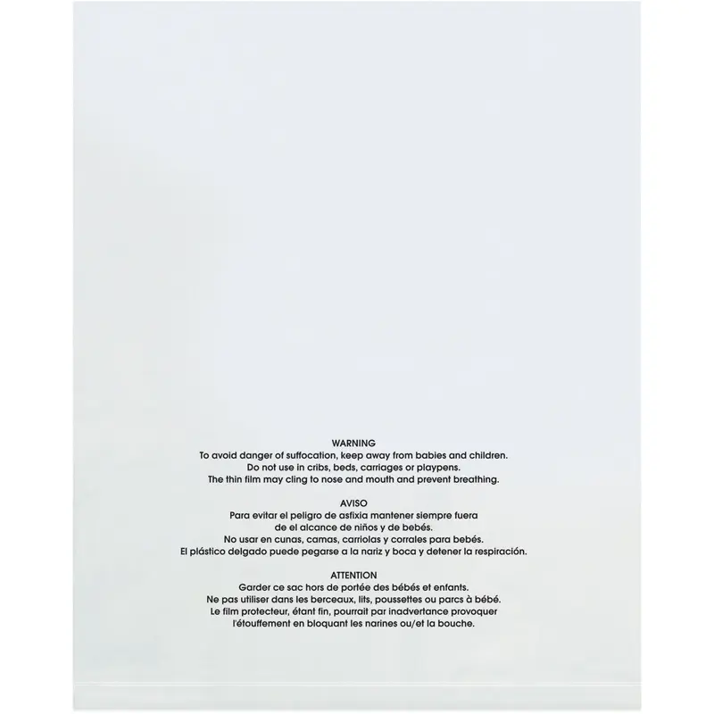 14 x 20 - 2 Mil Flat Suffocation Warning Poly Bags 1000/Case
