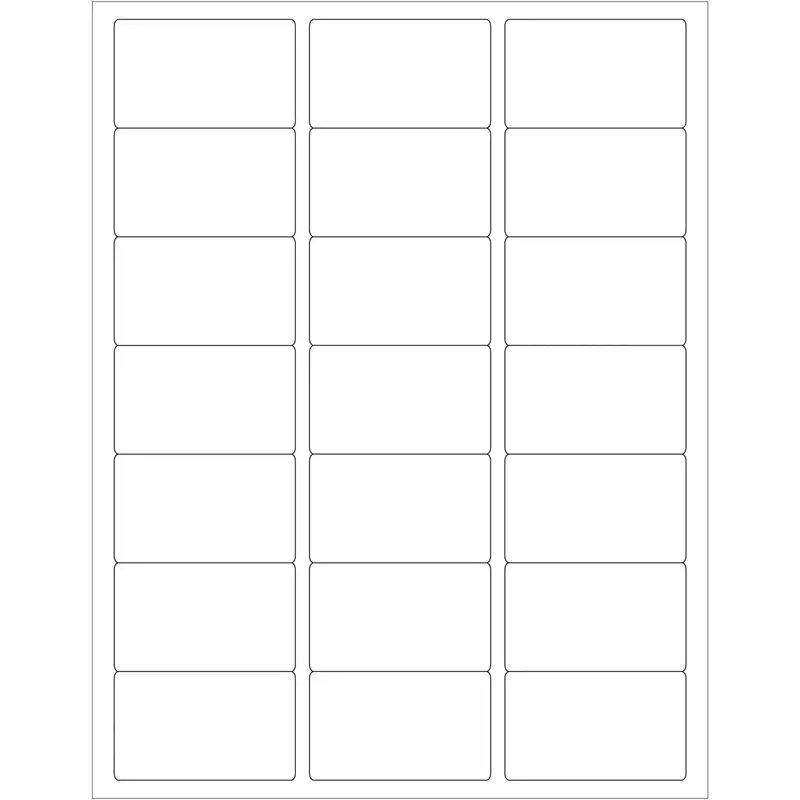 2 1/2 x 1 1/2" White Rectangle Laser Labels 2100/Case