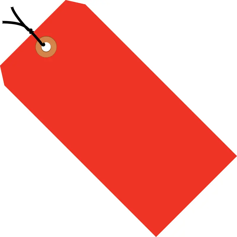 2 3/4 x 1 3/8 Fluorescent Red 13 Pt. Shipping Tags - Pre-Strung 1000/Case