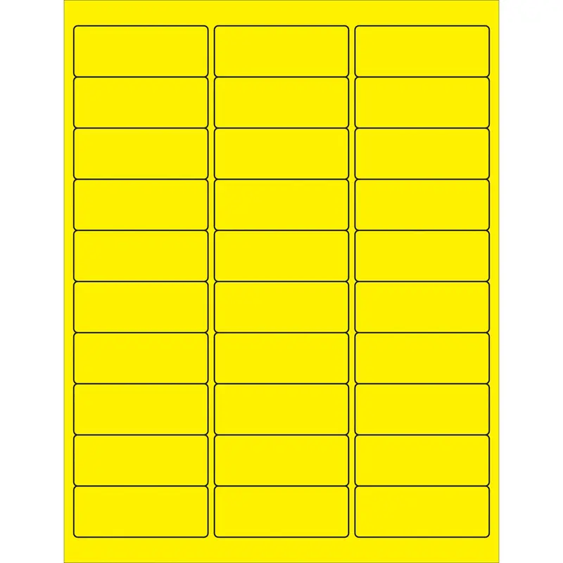 2 5/8 x 1" Fluorescent Yellow Removable Rectangle Laser Labels 3000/Case