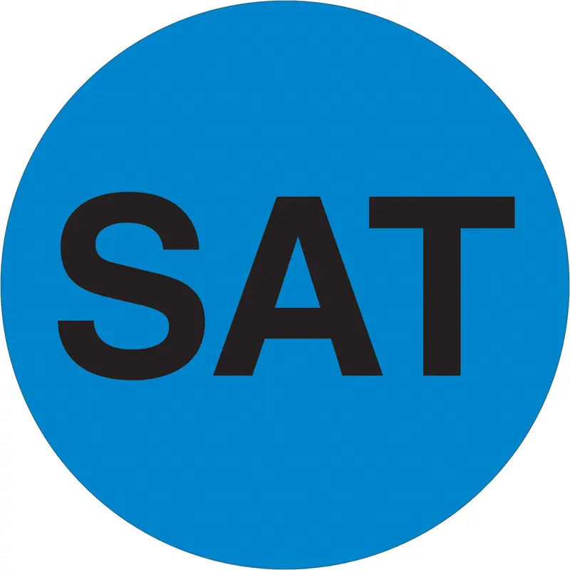 2" Circle - "SAT" (Blue) Days of the Week Labels 500/Roll