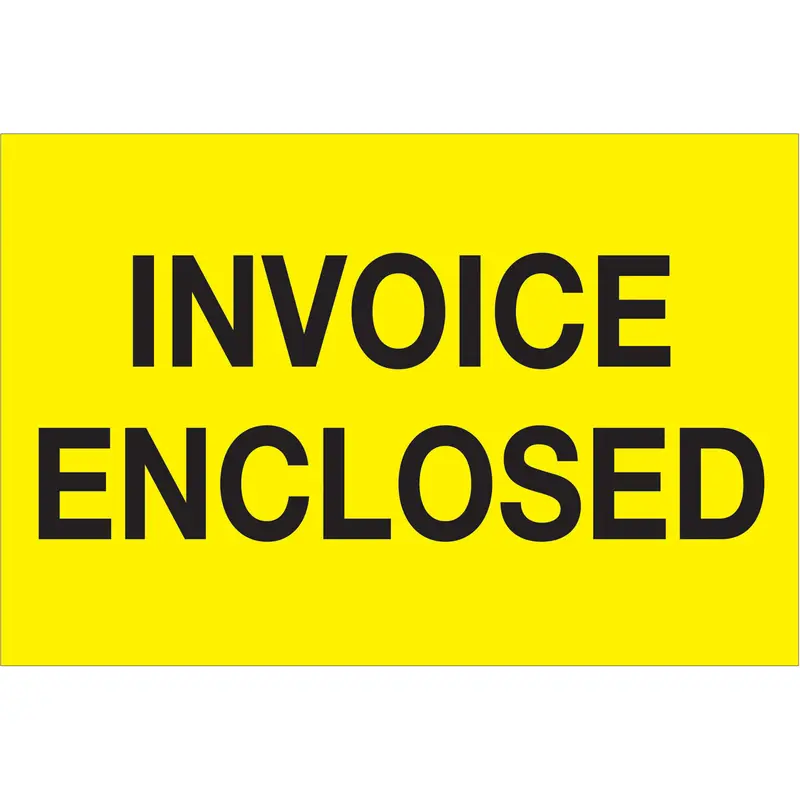 2 x 3" - "Invoice Enclosed" (Fluorescent Yellow) Labels 500/Roll