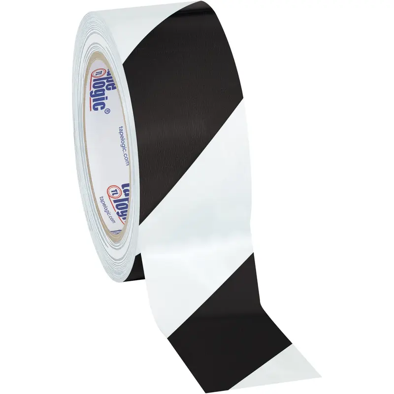 2" x 36 Yard Black/White Striped 7 mil Aisle Marking Tape 24/Case