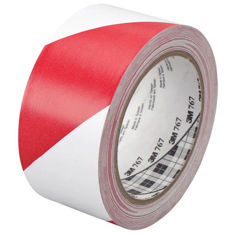 2" x 36 yds. Red/White 3M 767 Striped Vinyl Tape 24/Case