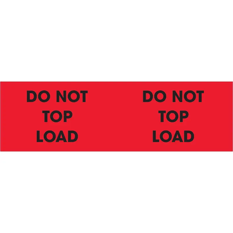 3 x 10" - "Do Not Top Load" (Fluorescent Red) Labels 500/Roll
