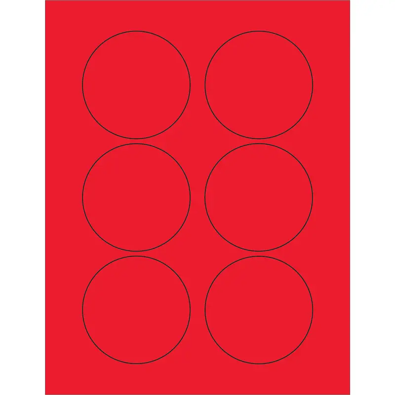 3" Fluorescent Red Circle Laser Labels 600/Case