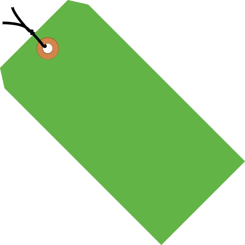 4 1/4 x 2 1/8 Fluorescent Green 13 Pt. Shipping Tags - Pre-Strung 1000/Case