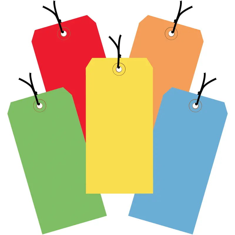 4 3/4 x 2 3/8 Assorted Color 13 Pt. Shipping Tags - Pre-Strung 1000/Case