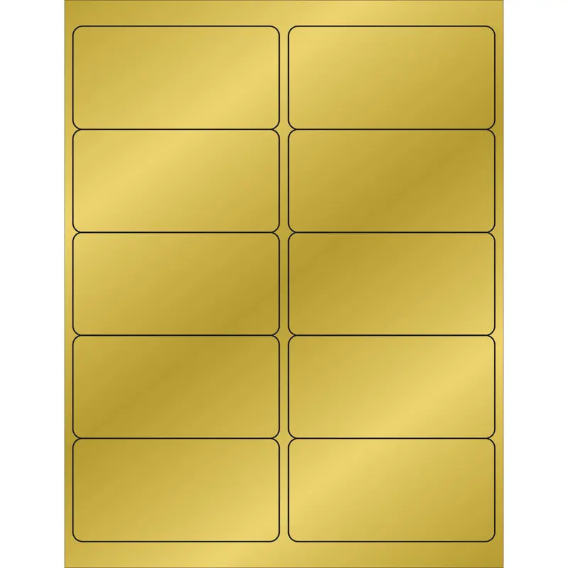 4 x 2" Gold Foil Rectangle Laser Labels 1000/Case