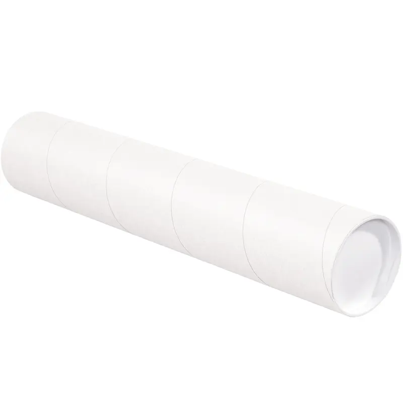 4 x 30 White Mailing Tubes With End Caps .080 Gauge 15/Case