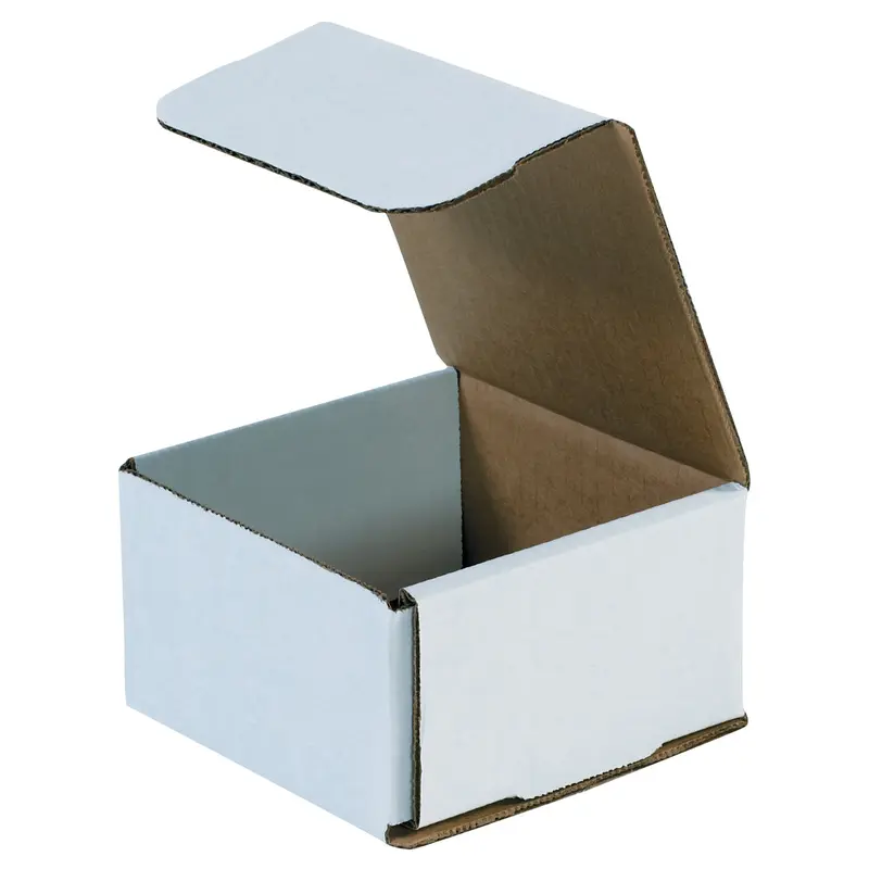 4 3/8 x 4 3/8 x 2 1/2 White Corrugated Mailers 50/Bundle